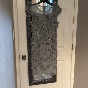 Adrianna Papell beaded blue and silver dress